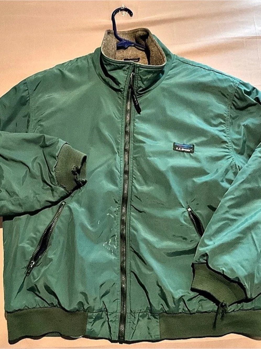 Vintage L.L. Bean Jacket Mens MediumGreen Warm-Up Fleece Lined Windbreaker